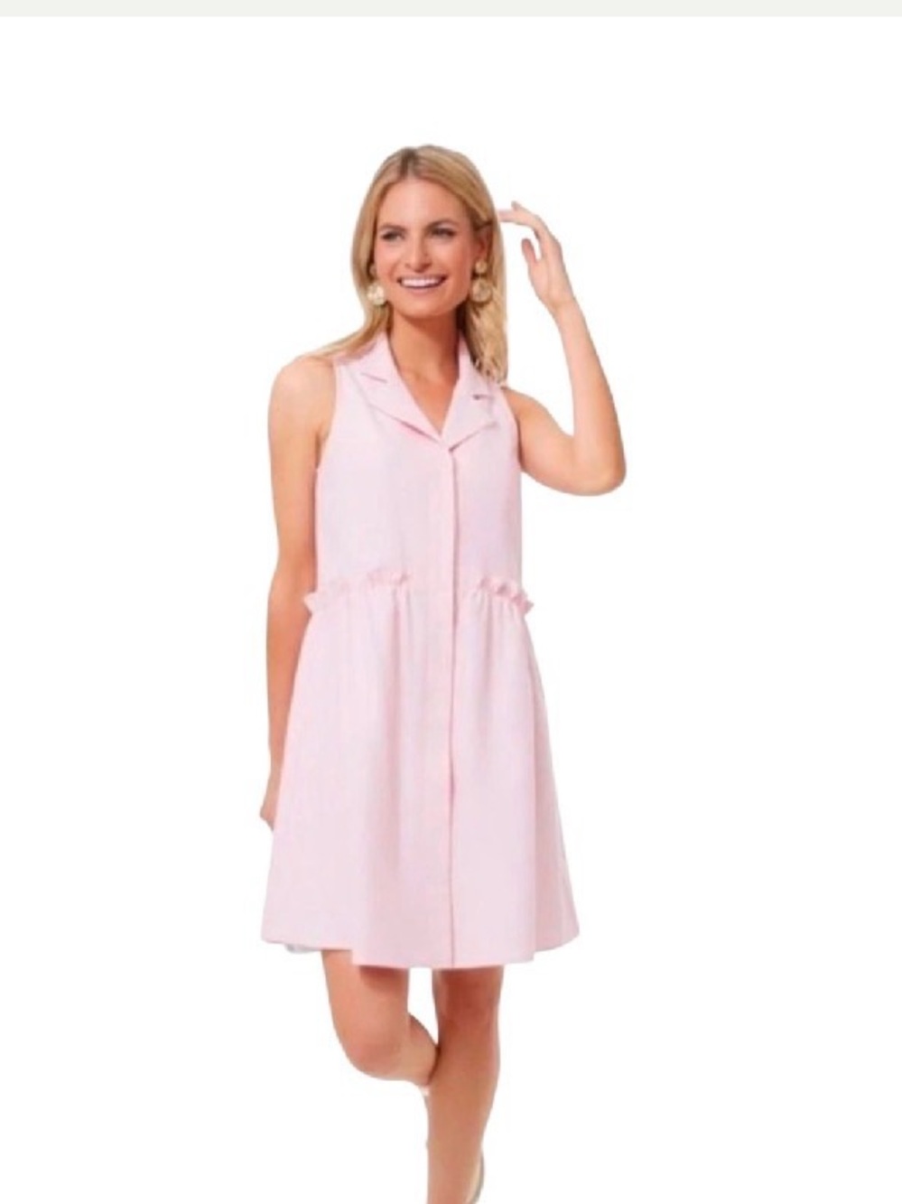 Tuckernuck Light Pink Sleeveless Notch-Collar A-Line Dress